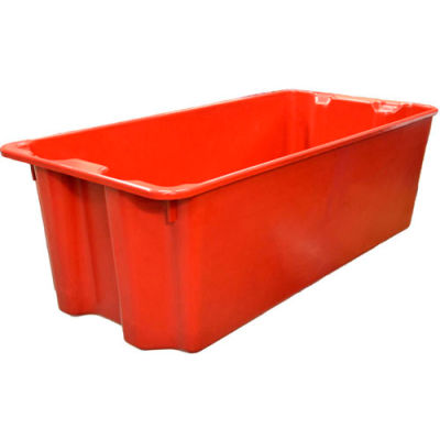 Molded Fiberglass Nest and Stack Tote 780008 with Wire - 42-1/2" x 20" x 14-1/4", Red