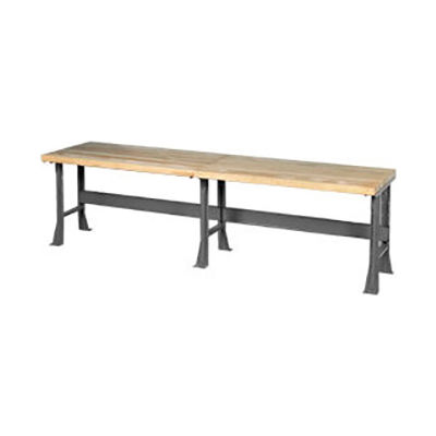 Global Industrial Extra Long Workbench w/ Maple Square Edge Top, 144"W x 36"D, Gray
