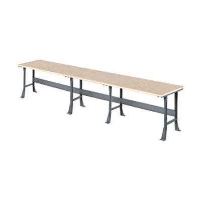Global Industrial Extra Long Workbench w/ Shop Top Safety Edge, 216"W x 30"D, Gray