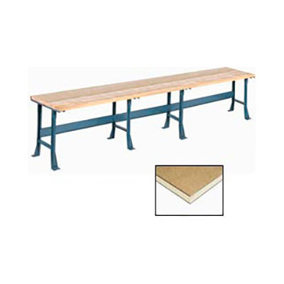 Global Industrial Production Workbench w/ Shop Top Square Edge, 180"W x 30"D, Gray