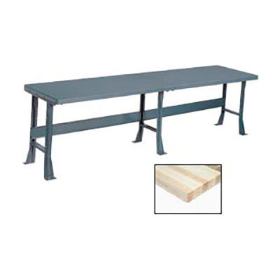 Global Industrial Production Workbench w/ Maple Square Edge Top, 144"W x 30"D, Gray
