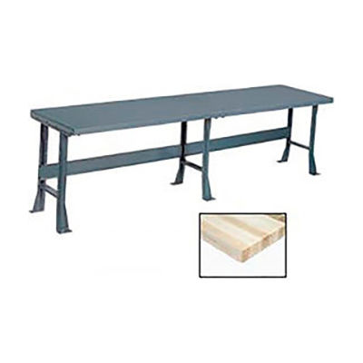 Global Industrial Production Workbench w/ Maple Square Edge Top, 96"W x 36"D, Gray