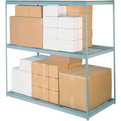 Global Industrial™ Wide Span Rack 48Wx24Dx60H, 3 Shelves Wire Deck 1200 Lb Cap. Per Level, Gray