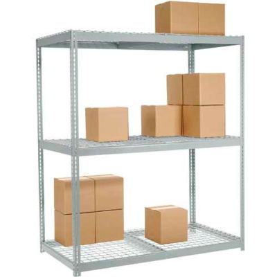Global Industrial Wide Span Rack 96Wx36Dx60H, 3 Shelves Wire Deck 1100 Lb Cap. Per Level, Gray