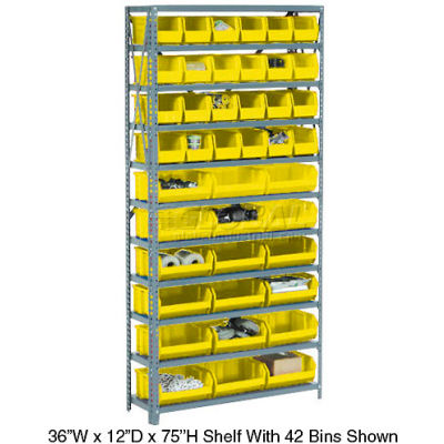 Global Industrial 10 Shelf Open Steel Shelving With 28 Akro Bins 36"X18"X73"