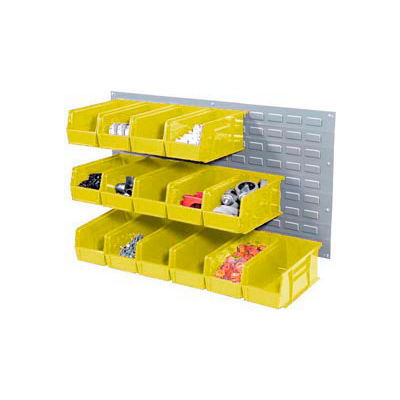 Global Industrial Wall Bin Rack Panel 36 x19 - 18 Yellow 5-1/2x11x5 Stacking Bins
