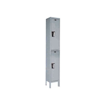 Hallowell UY1588-2 Maintenance-Free Quiet Locker Double Tier 15x18x36 2 Door Ready To Assemble Gray