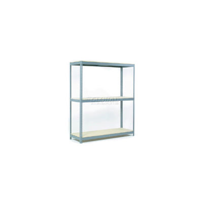 Global Industrial Wide Span Rack 60Wx24Dx96H, 3 Shelves Wood Deck 1200 Lb Cap. Per Level, Gray