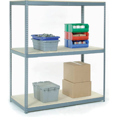 Global Industrial Wide Span Rack 60Wx36Dx96H, 3 Shelves Wood Deck 1200 Lb Cap. Per Level, Gray