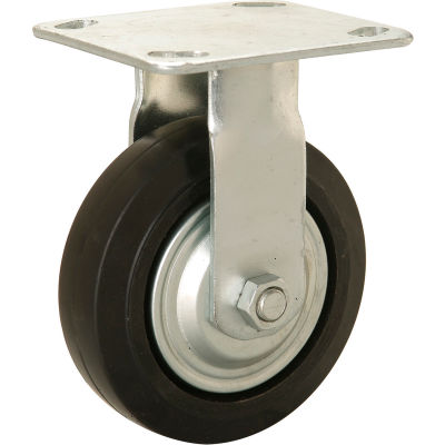 Global Industrial™ Heavy Duty Rigid Plate Caster 5" Mold-on Rubber Wheel 350 lb. Capacity