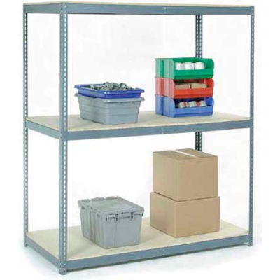 Global Industrial Wide Span Rack 72Wx24Dx84H, 3 Shelves Wood Deck 900 Lb Cap. Per Level, Gray