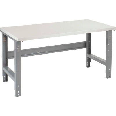 72"W x 30"D Adjustable Height Workbench C-Channel Leg - Plastic Laminate Square Edge - Gray