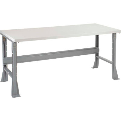 Global Industrial 72 x 36 x 34 Fixed Height Workbench Flared Leg - Laminate Square Edge Gray