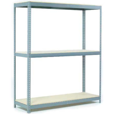 Global Industrial Wide Span Rack 72Wx48Dx60H, 3 Shelves Wood Deck 900 Lb Cap. Per Level, Gray