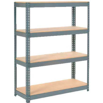 Global Industrial™ Extra Heavy Duty Shelving, Wood Deck, 4 Shelves, 48"Wx12"Dx60"H, Gray