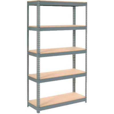 Global Industrial™ Extra Heavy Duty Shelving 48"W x 12"D x 84"H With 5 Shelves, Wood Deck, Gry