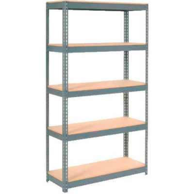 Global Industrial Extra Heavy Duty Shelving 48"W x 12"D x 96"H With 5 Shelves, Wood Deck, Gry