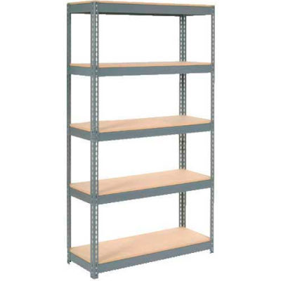 Global Industrial Extra Heavy Duty Shelving 48"W x 24"D x 96"H With 5 Shelves, Wood Deck, Gry