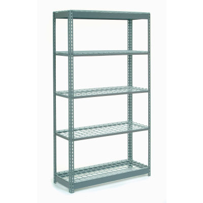 Global Industrial Extra Heavy Duty Shelving 48"W x 24"D x 96"H With 5 Shelves, Wire Deck, Gry