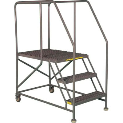 Mobile 4 Step Steel 36"W X 36"L Work Platform Ladder With Handrails - WLWP143636
