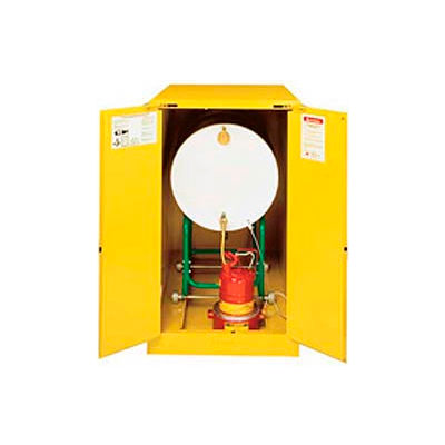 Justrite® Drum Cabinet 55 Gal. Capacity Horizontal Manual Close Flammable W/ Drum Rollers