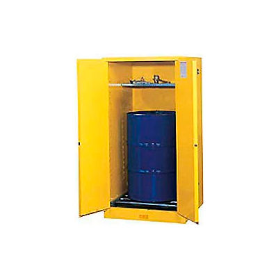 Drum Cabinet 55 Gal. Capacity Vertical Self Close Flammable W/ Drum Rollers
