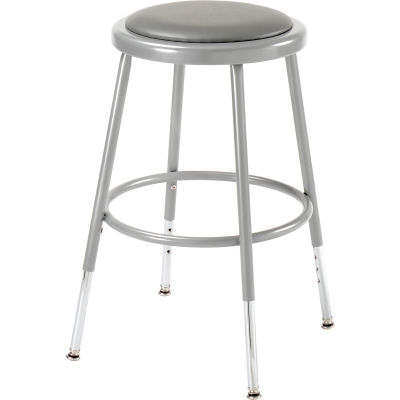 Interion® Steel Shop Stool with Padded Seat - Adjustable Height 19" - 27" - Gray - Pack of 2
