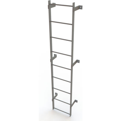 Tri-Arc Steel 9-Step Standard Uncaged Fixed Access Ladder, 8', Gray