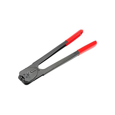 Pac Strapping Heavy Duty Double Notch Crimper for 1/2"Strap Width, Black & Red