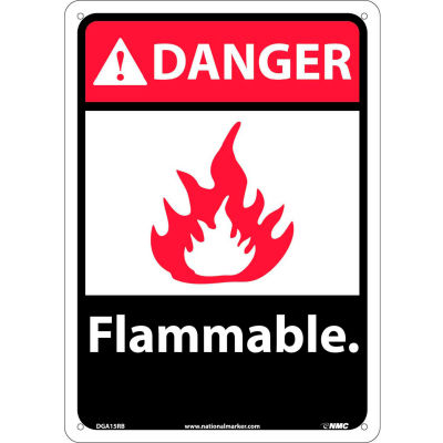 Graphic Signs - Danger Flammable - Plastic 10"W X 14"H