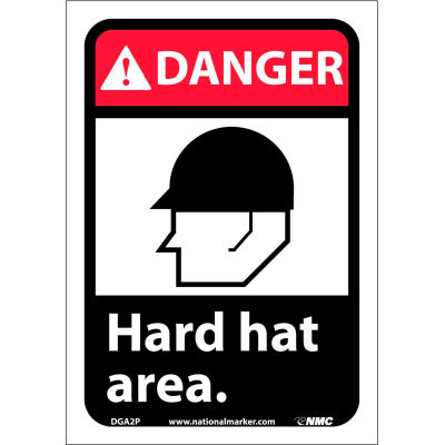 Graphic Signs - Danger Hard Hat Area - Vinyl 7"W X 10"H