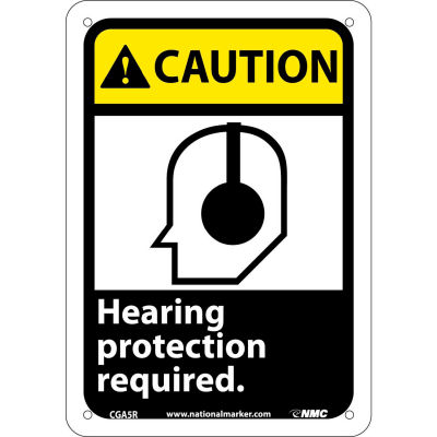 Graphic Signs - Caution Hearing Protection - Plastic 7"W X 10"H