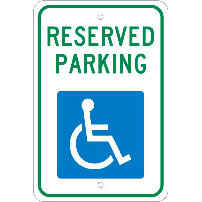 Aluminum Sign - Reserved Parking Handicapped Logo - .08" Thick, TM87J