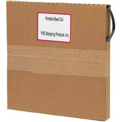 Pac Strapping Portable Steel Strapping Coil In Self Dispensing Carton, 200'L x 1/2"W x 0.020" Thick