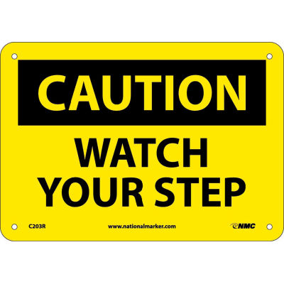 Safety Signs - Caution Watch Your Step - Rigid Plastic 7"H X 10"W