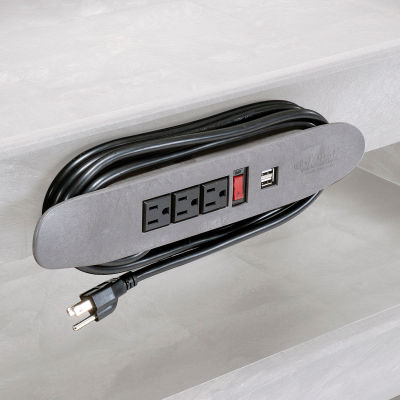 Global Industrial Power Strip With 3 Outlets For Plastic Carts, 10' Cord