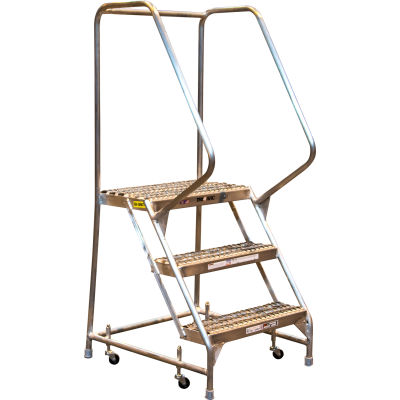 Ladders | Rolling Aluminum Ladders | 3 Step Aluminum Rolling Ladder, 24 ...