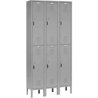 Paramount® Locker Double Tier 12x12x36 6 Door Ready To Assemble Gray