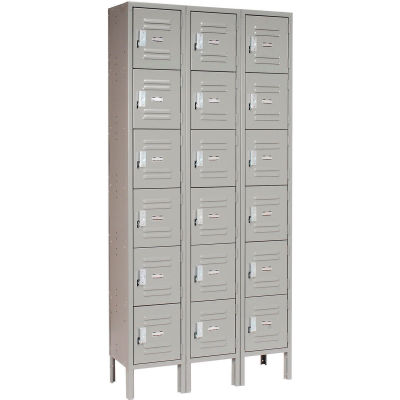 Global Industrial Paramount® Six Tier 18 Door Locker, 12"Wx12"Dx12"H, Gray, Assembled