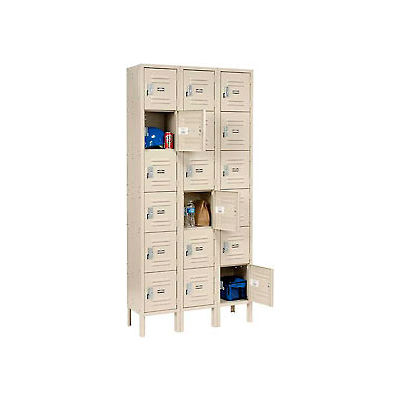 Paramount® Locker Six Tier 12x12x12 18 Door Assembled Tan