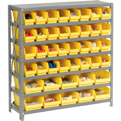 Global Industrial Steel Shelving - Total 42 4"H Plastic Shelf Bins Yellow, 36x18x39-7 Shelves