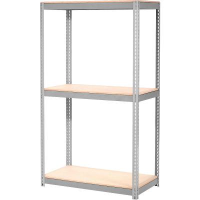 Global Industrial Expandable Starter Rack 72x36x84 3 Level Wood Deck 750 lb. Cap Per Level GRY