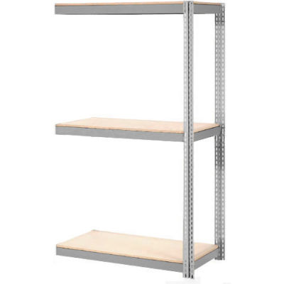 Global Industrial Expandable Add-On Rack 96x36x84 3 Level Wood Deck 800 lb. Cap Per Level GRY