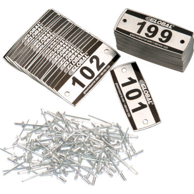 Global Industrial Locker Number Plate Kit, Numbered 101-299, 199/Pack