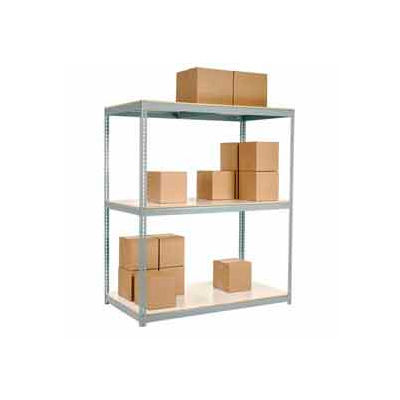 Global Industrial Wide Span Rack 48Wx24Dx96H, 3 Shelves Laminated Deck 1200 Lb Per Level, Gray