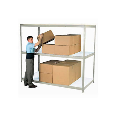 Global Industrial Wide Span Rack 96Wx24Dx96H, 3 Shelves Laminated Deck 1100 Lb Per Level, Gray