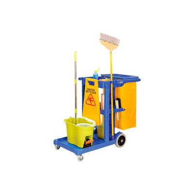 Global Industrial™ Janitor Cart Blue with 25 Gallon Vinyl Bag