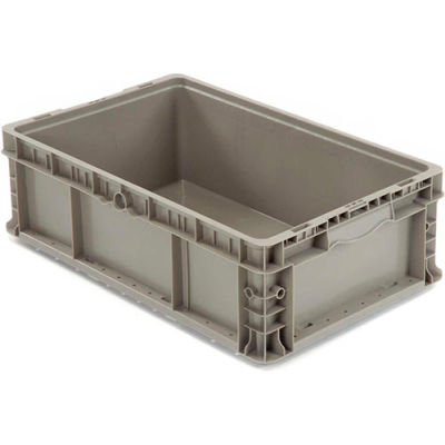 Global Industrial™ Stackable Straight Wall Container, Solid, 24"Lx15"Wx9-1/2"H, Gray