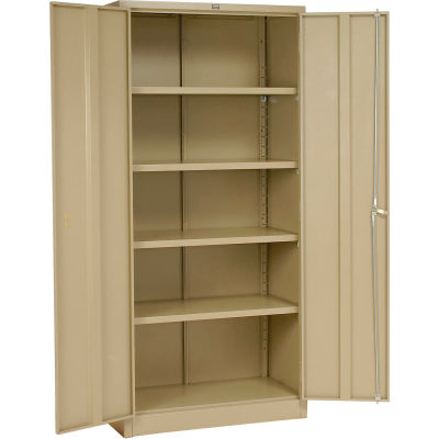 Global Industrial Storage Cabinet, Turn Handle, 36"W x 18"D x 78"H, Tan, Unassembled