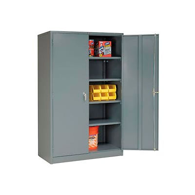 Global Industrial Storage Cabinet With Turn Handle, Gray, 48"W x 24"D x 78"H